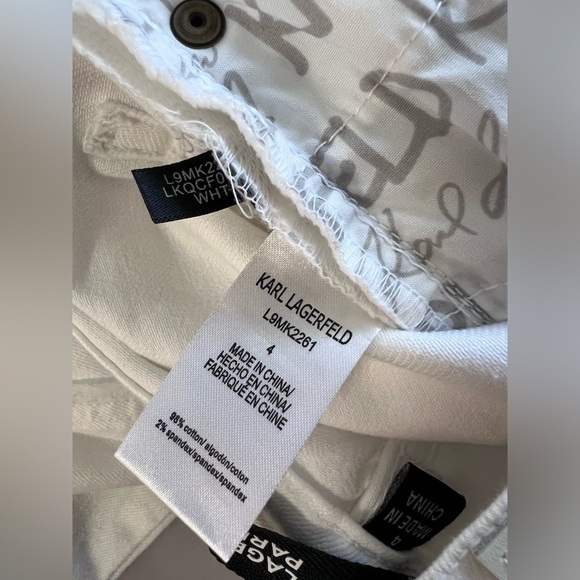 Karl Lagerfeld White Brand New Jeans Size 4 Side Fringe bottom hem Women’s - Picture 7 of 10